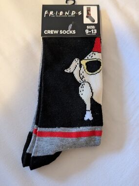 FREE FRIENDS Crew Socks in Black, Gray And Red- Turkey NWT